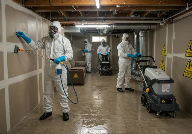 Basement Moisture Removal and Structural Drying process in Fish Lake, IN